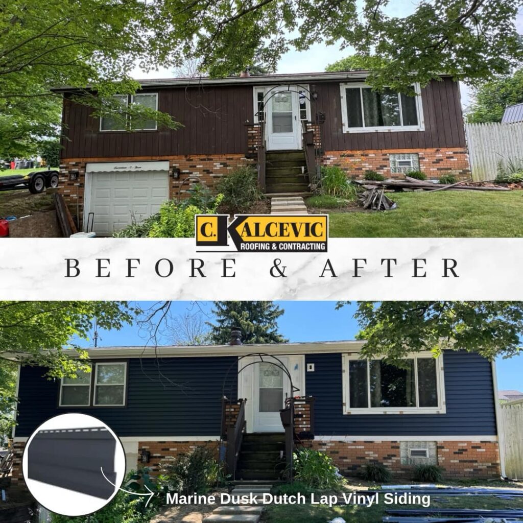 Before and after home renovation with new siding