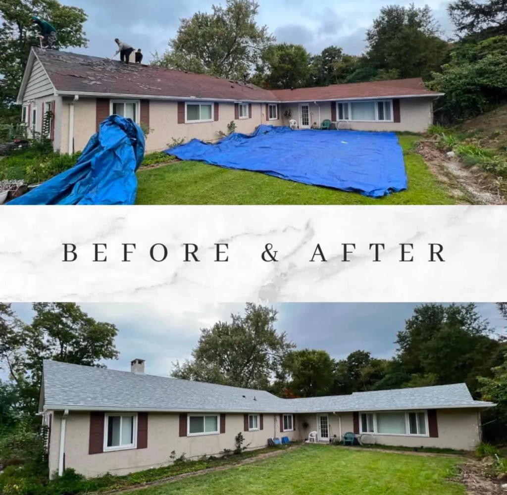 House roof repair before and after comparison images